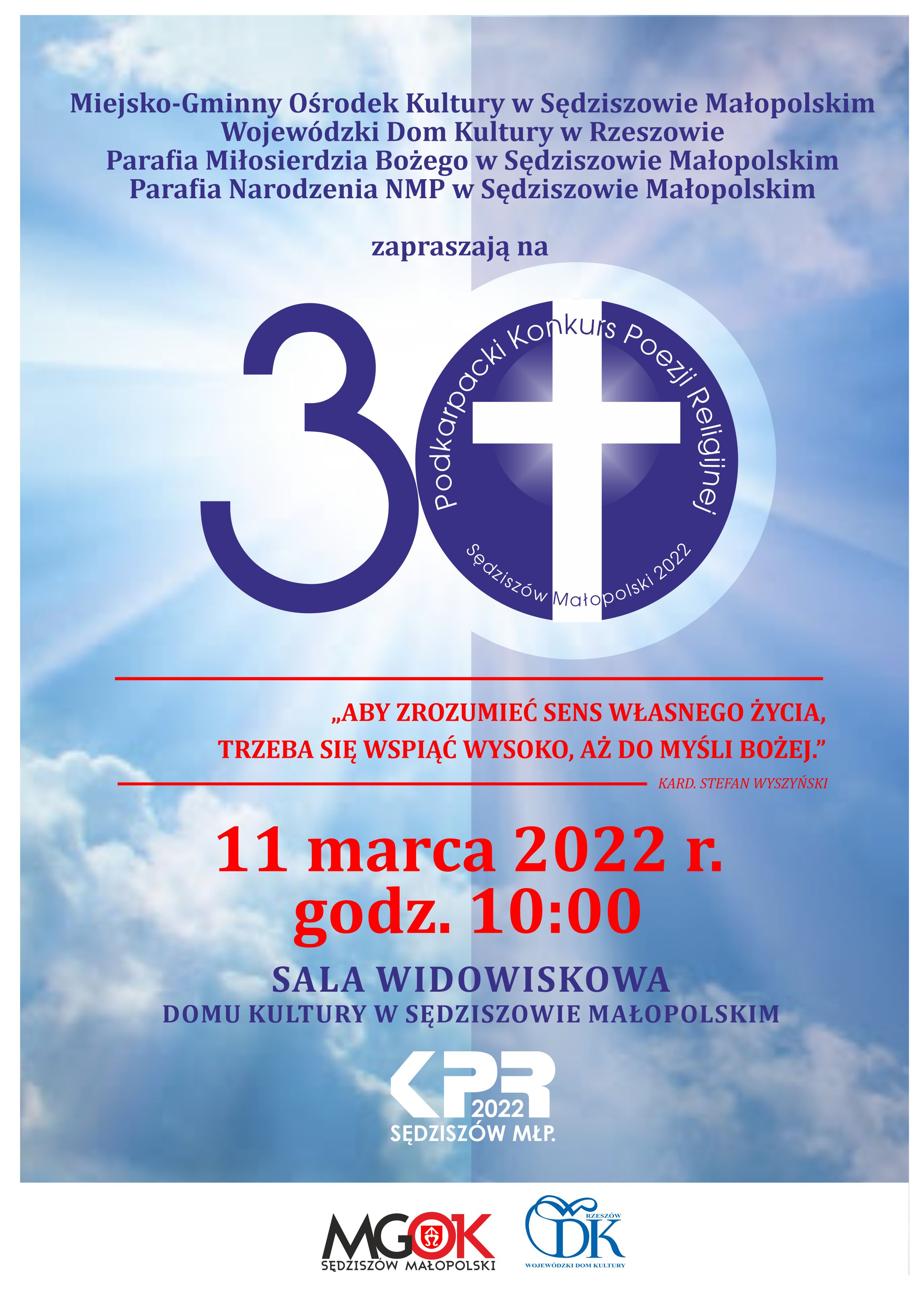 Plakat informacyjny konkursu poezji religijnej